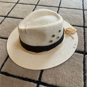 Stylish Cream Fedora Hat with Black Band